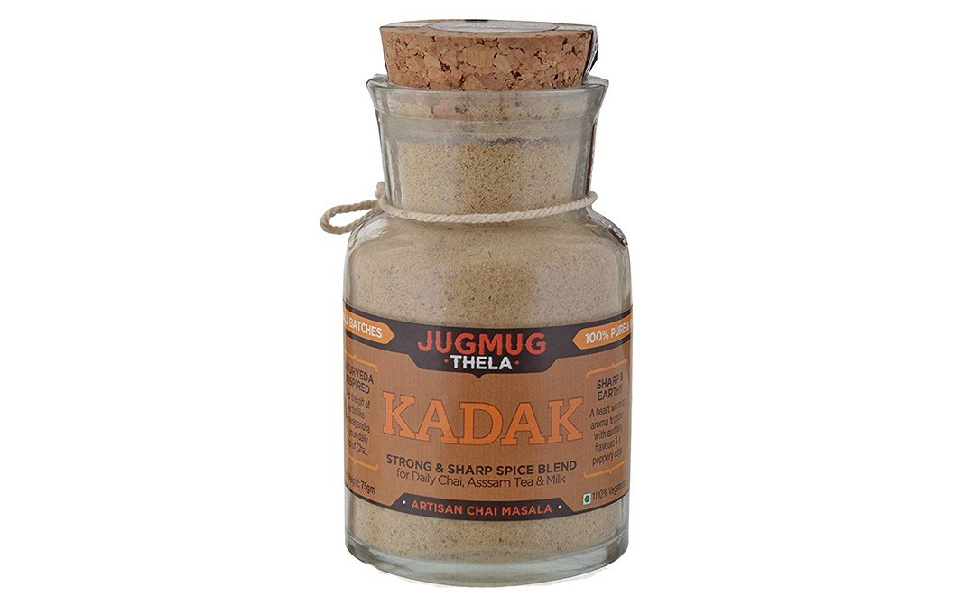 Jugmug Thela Kadak Strong & Sharp Spice Blend Artisan Chai Masala   Glass Bottle  75 grams